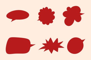 Canlı Kırmızı Konuşma Kabarcıkları ve Metin Kutuları Vektörü Ayarları