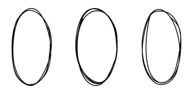 Black Hand-Drawn Circular Frames, Ellipse Shape Vector Illustration 'u Vurguladı