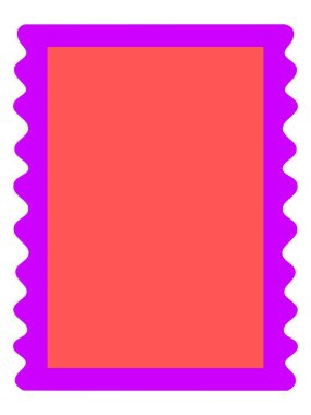 El Çizimi Dalgalı Çerçeve, Kırmızı ve Mor Dikdörtgen Metin Kutusu Boş Şablon Çizimi