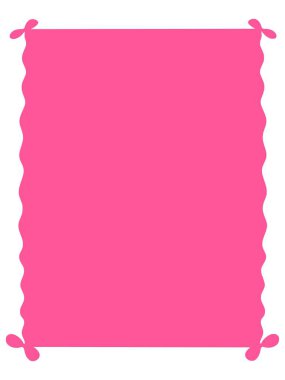 Pembe Kurdeleli El Çizimi Dalgalı Çerçeve, Dikdörtgen Metin Kutusu Boş Şablon Çizimi