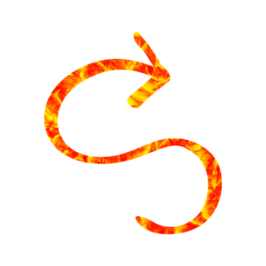 Yanan turuncu ok elle çizilmiş, gelişimi, enerjiyi ve ileri momentumu sembolize ediyor.