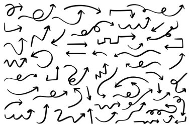 Elle çizilmiş ok koleksiyonu siyah mürekkeple