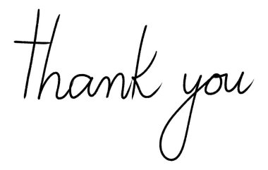 Beyaz bir arkaplan üzerine siyah bir metinle elle çizilmiş teşekkür mesajı. Çeşitli kullanım ve fırsatlar için minnettarlık ve takdirlerini iletiyor.