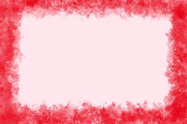 Yumuşak pembe arkaplanı olan canlı kırmızı suluboya çerçeve