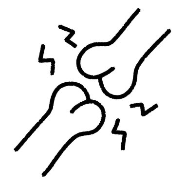 Black doodle icon of arthriris knee pain symbol, joint pain icon isolated