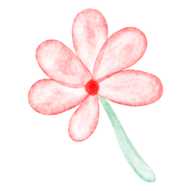Altı taç yaprağı ve izole edilmiş yeşil saplı suluboya pembe çiçek çizimi, İlkbahar Botanik Sanatı