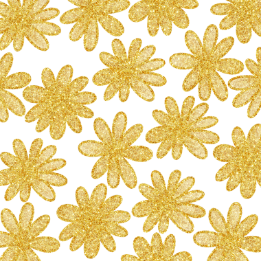 Altın çiçek deseni şeffaf bir arkaplanda izole edilmiş parlak ve parıltılı dekoratif çiçek unsurları, botanik ışıltılı arka plan