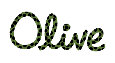 Dekoratif amaçlar için saydam bir zemin üzerinde siyah benekli yeşil harfler içeren zeytin metin çizimleri, zeytin kelime tipografisi