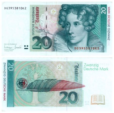 Obsolete German Money (20 Deutsche Mark) clipart
