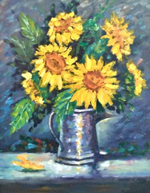 Orijinal yağlı boya tablo Ayçiçekleri