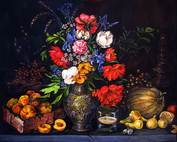 Früchte und Blumen — Stockfoto