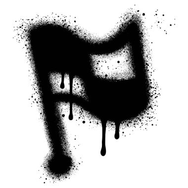 Siyah sprey boyalı grafiti bayrağı.