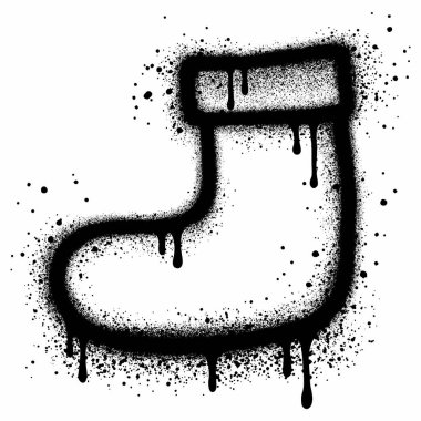 Grafiti tarzında kış çorabı ve siyah sprey boya.