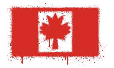 Siyah sprey boyalı Kanada bayrağı..