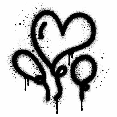 Beyaz üzerine siyah püskürtülmüş grafiti balonu..