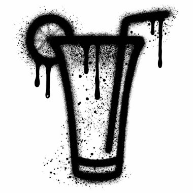 Bardakta kokteyl, graffiti stili limon ve pipet, Long Island buzlu çayı..