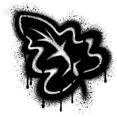 Graffiti leaves in graffiti style with black spray paint.