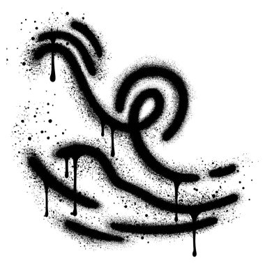 Kavram tasarımı için siyah sprey boyalı rüzgar grafitisi.