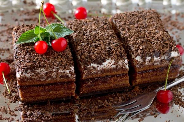 Tort cytrynowy tort czarny las, ciemnej czekolady i cherry d — Zdjęcie stockowe
