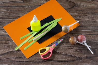 Çocuk oluşturmak için lolipop tebrik ambalaj Cadılar Bayramı'nda 