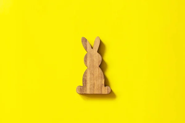 Creative Minimal Happy Easter Design Rabbit Illuminating Yellow Color Year — Stock Photo, Image