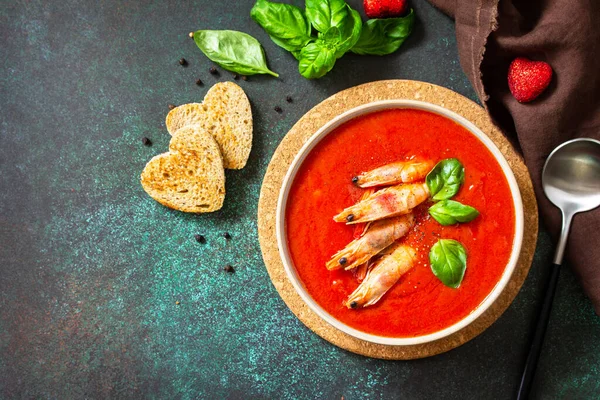 Soupe Traditionnelle Maison Gaspacho Soupe Tomates Purée Gazpacho Aux Tomates — Photo