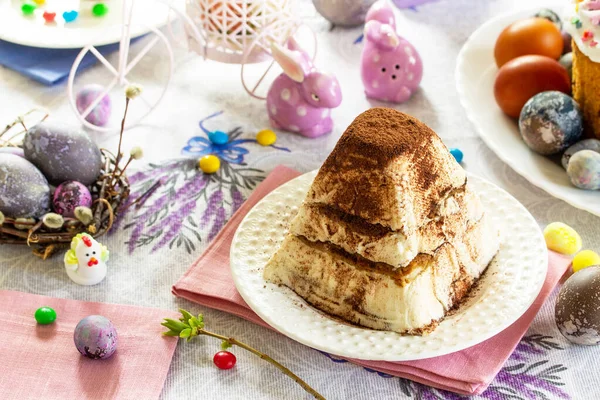 Пасхальный Фон Десерт Пасхальный Творог Праздничном Столе — стоковое фото