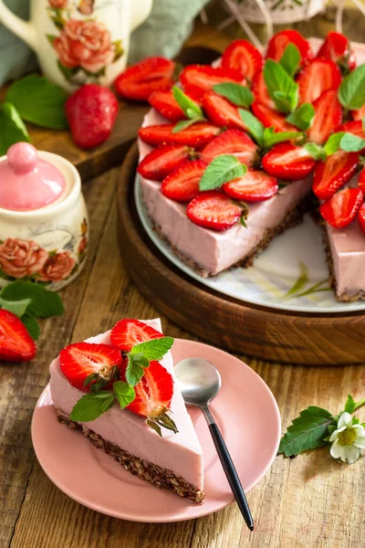 Postre Dieta Verano Sin Hornear Menús Cumpleaños Sin Gluten Tarta — Foto de Stock