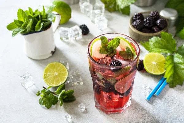 Mojito Mora Verano Refresco Mora Refrescante Bebida Verano Con Mora — Foto de Stock