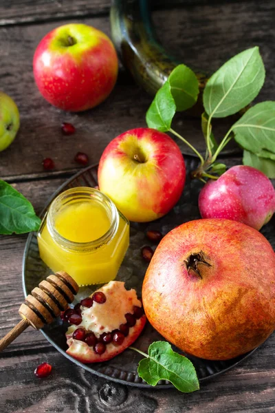 Gambar Keagamaan Rosh Hashanah Konsep Tahun Baru Imlek Simbol Tradisional — Stok Foto