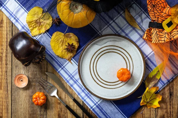 Halloween Day Decoration Party Halloween Festive Table Setting Pumpkins Autumn — Stock fotografie