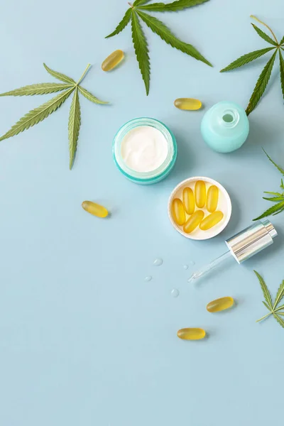 Herbal Alternative Medicine Concept Cosmetics Cbd Oil Producto Cosmético Para — Foto de Stock