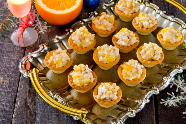 Tartelettes au poulet à la veille du Nouvel An, focu sélectif — Photo