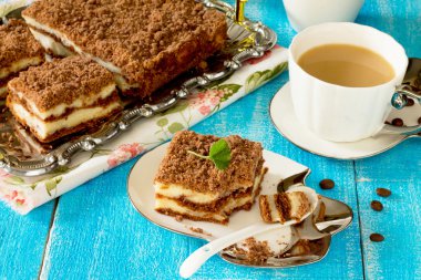 Pasta peynir ve çikolata bir rustik tarzda