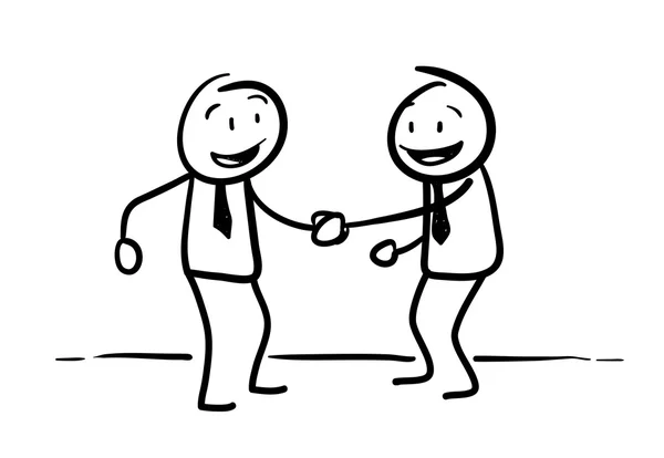 Stick figura Handshaking — Vetor de Stock