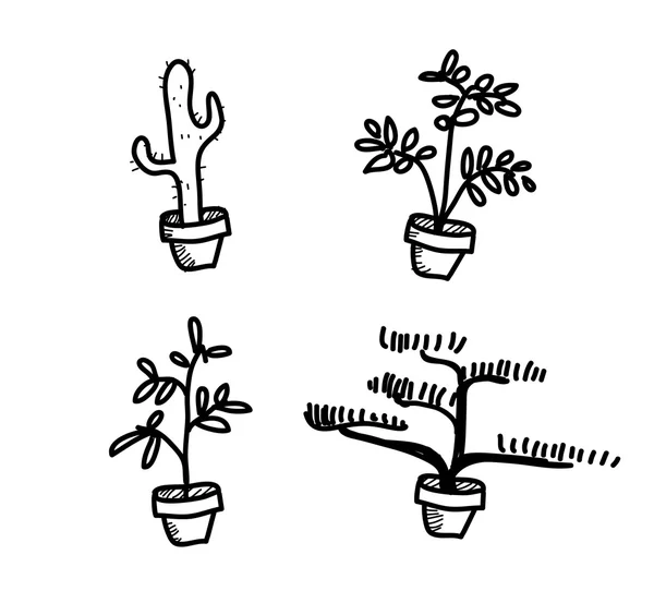 La végétation de plantes Pot Doodle — Image vectorielle