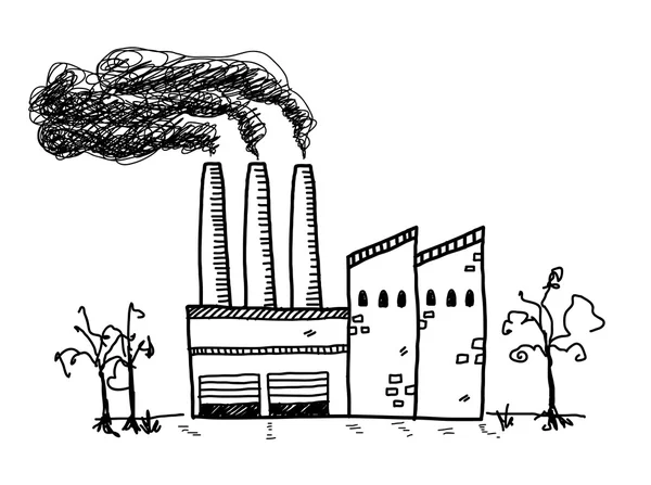 Doodle de contaminación de la fábrica — Vector de stock