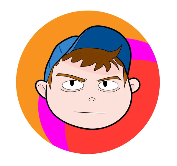 Kid avec Cap (expression grave) — Image vectorielle