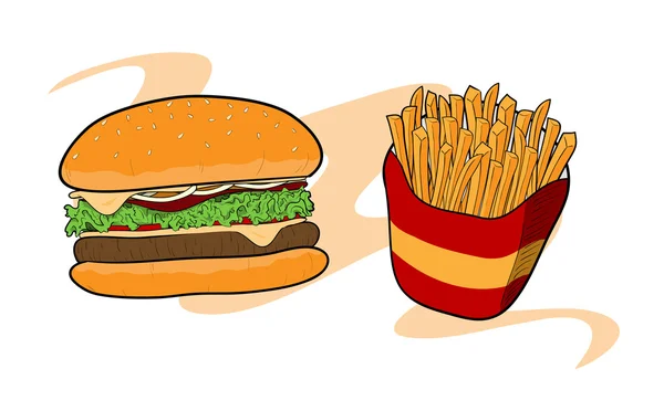 Burger & Frites — Image vectorielle