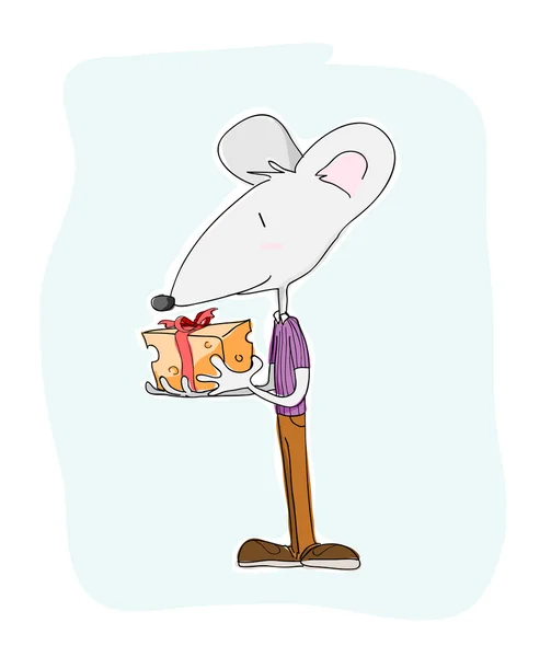Maus mit Geschenk — Stockvektor