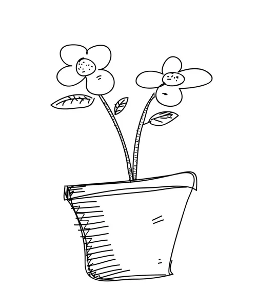 Flower pot doodle — Stockvector