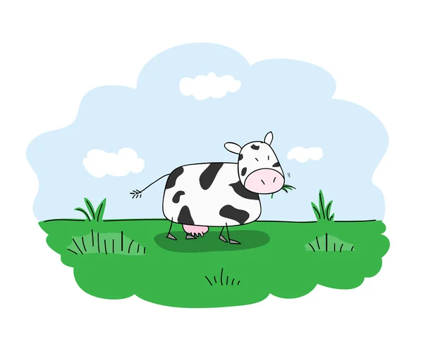 Пасущаяся корова — стоковый вектор