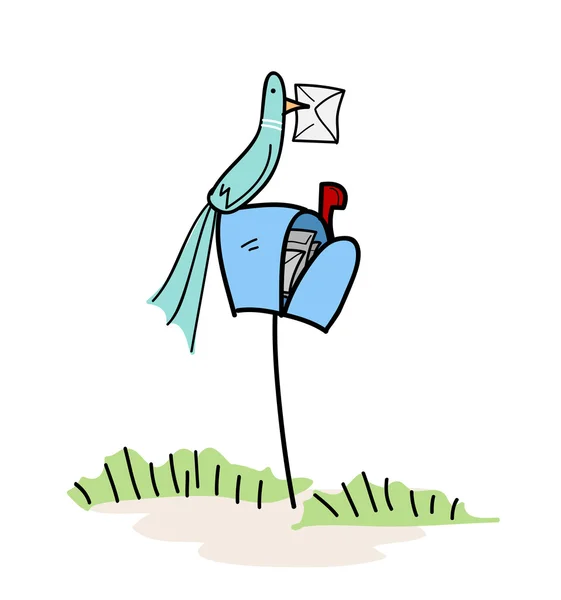 นกบนกล่องจดหมาย — ภาพเวกเตอร์สต็อก