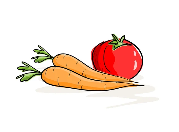 Zanahorias y tomate — Vector de stock