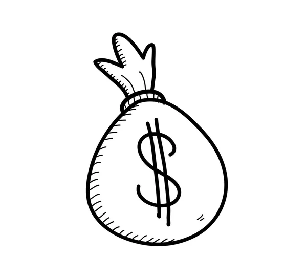 Geld tas Doodle (Dollar) — Stockvector