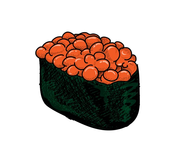 Sushi de huevas de salmón — Vector de stock