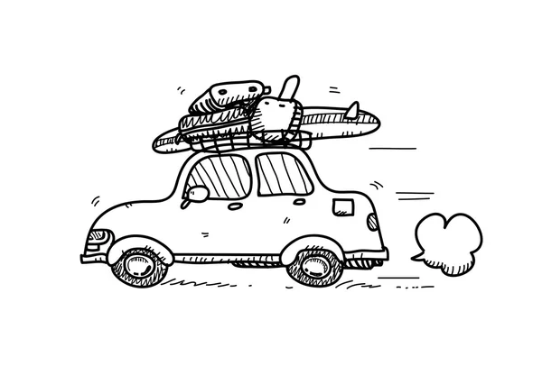 Doodle автомобиль путешествия — стоковый вектор