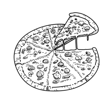 Pizza Doodle vektör
