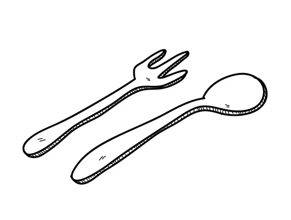 Vidlička a lžíce Doodle — Stockový vektor