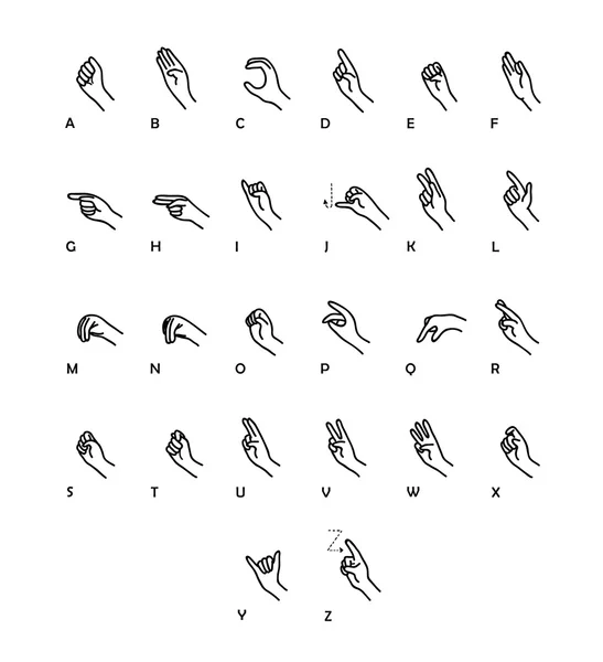 Insieme di vettore di lingua dei segni — Vettoriale Stock